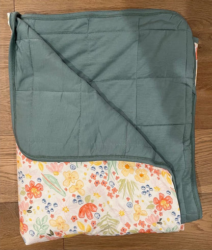 Personalized Bamboo Baby Blanket – Flower Print & Monogram