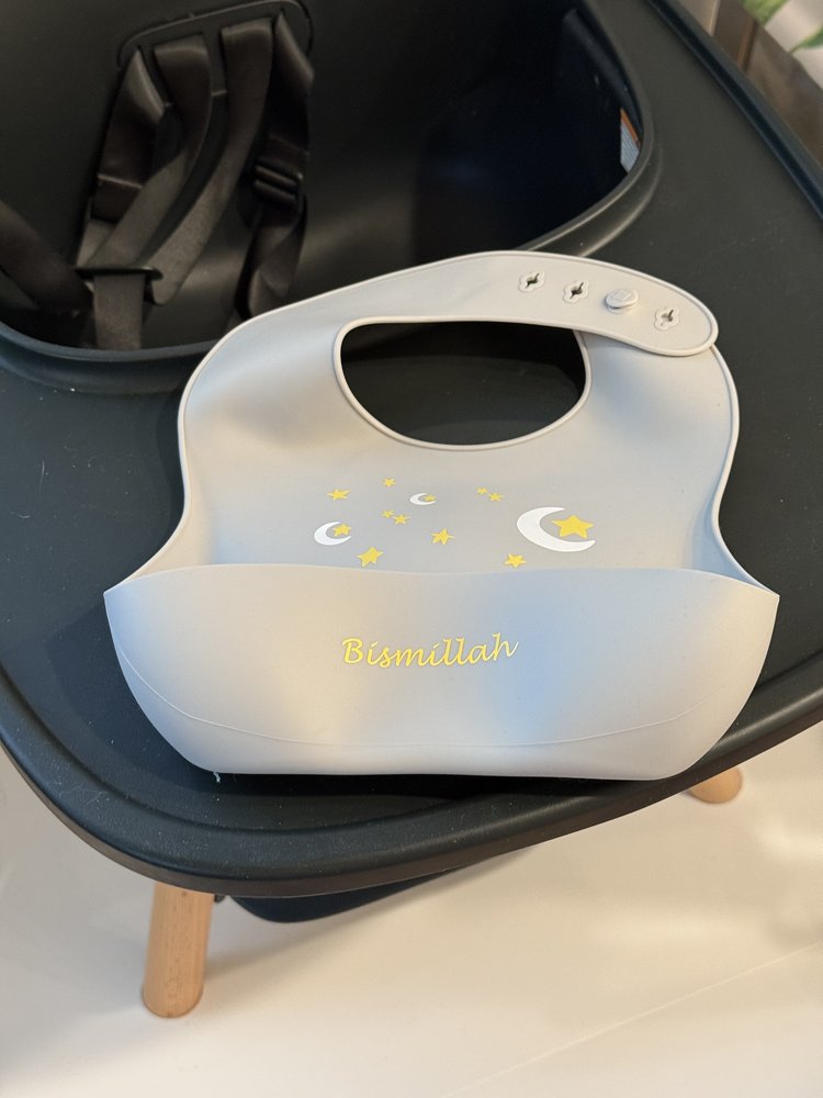 Silicone Bismillah Baby Bib | Waterproof Easy-Clean Feeding Bib | Rayn’s Tiny Stitches