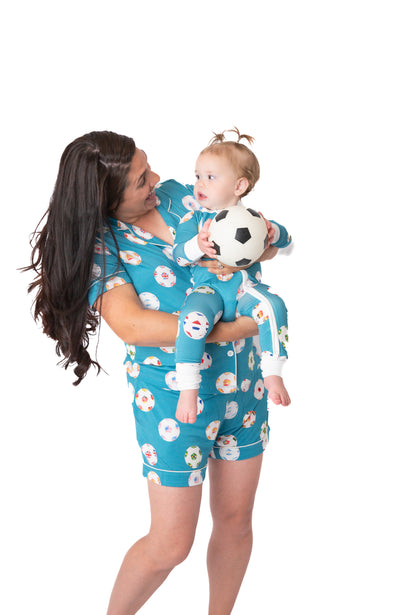 Women’s Bamboo Soccer Pajama Short Set | World Cup Inspired Luxury Bamboo Sleepwear