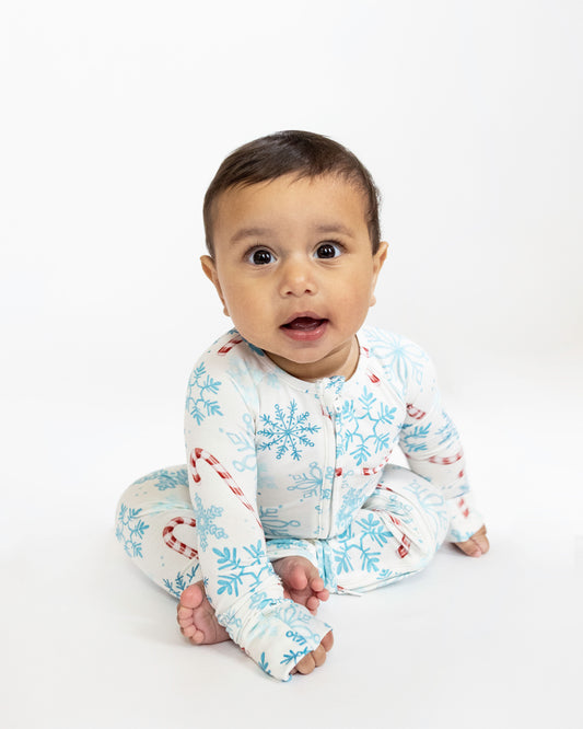 My First Candy Cane: Baby Zip Bamboo Onesie
