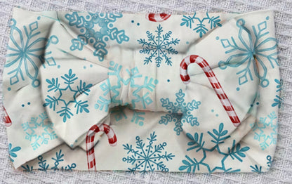 My First Candy Cane Hair Bow in Blue & Peach