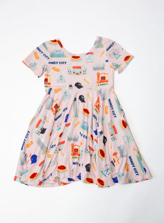 My First Windy City™ Pink Twirl Dress | Chicago Bamboo Dress for Girls 18M–2T | Rayn’s Tiny Stitches