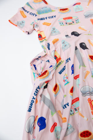 My First Windy City™ Pink Twirl Dress | Chicago Bamboo Dress for Girls 18M–2T | Rayn’s Tiny Stitches