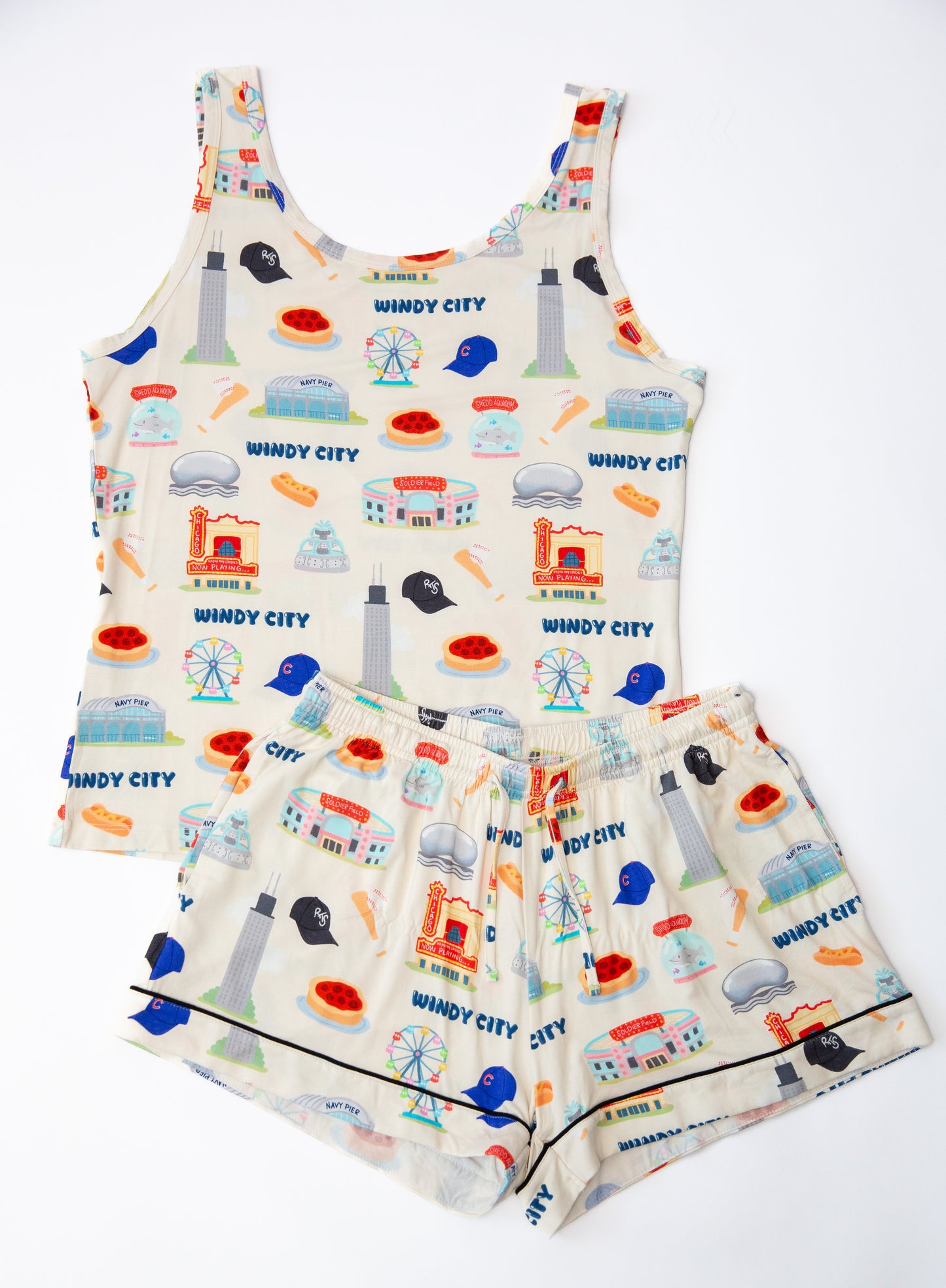 Windy City Chicago Bamboo Tank & Shorts Pajama Set | Women’s Luxury Cooling Sleepwear