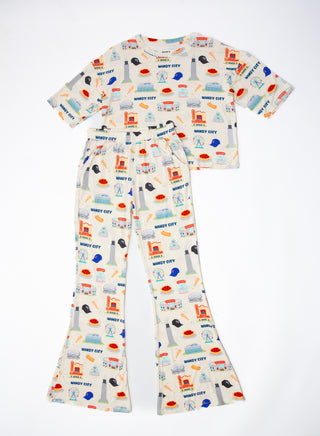 My First Windy City Chicago Women’s Bamboo Pajama Set | Oversized Top & Flare Pants
