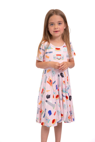 My First Windy City™ Pink Twirl Dress | Chicago Bamboo Dress for Girls 18M–2T | Rayn’s Tiny Stitches