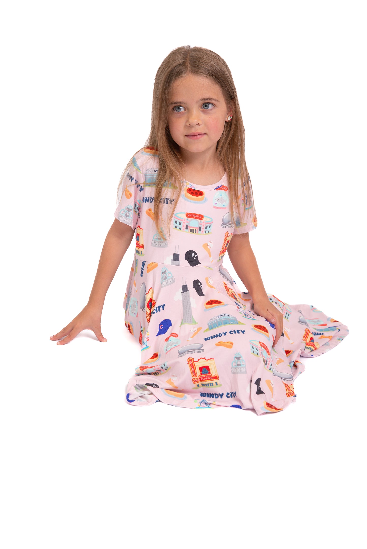 My First Windy City™ Pink Twirl Dress | Chicago Bamboo Dress for Girls 18M–2T | Rayn’s Tiny Stitches