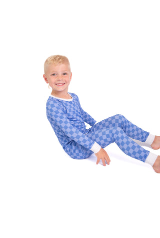 Blue Checkered Bamboo 2-Piece Pajamas | Soft, Breathable Kids PJ Set