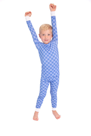 Blue Checkered Bamboo 2-Piece Pajamas | Soft, Breathable Kids PJ Set