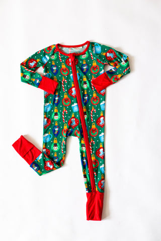 My First Christmas Baby Onesies: Bamboo Double Zip Romper