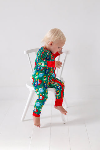 My First Christmas Baby Onesies: Bamboo Double Zip Romper