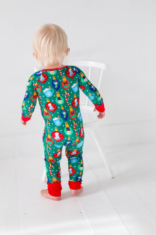 My First Christmas Baby Onesies: Bamboo Double Zip Romper