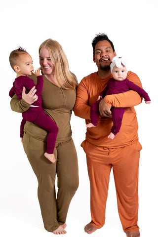 Women's Solid Long Sleeve Button Pajamas:2 Piece  Bamboo Olive