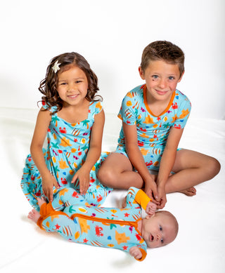 Beach Short Pajamas for Kids | Lightweight Summer Sleepwear | Rayn’s Tiny Stitches