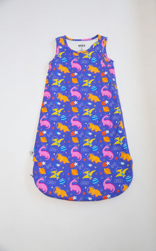 Space Dino Bamboo Sleep Sack | Electric Blue & Purple