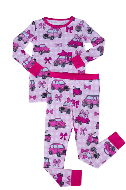 My First Pink Car Bamboo Two Piece Pajamas | Girls PJs