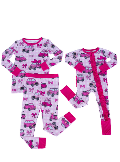 My First Pink Car Bamboo Two Piece Pajamas | Girls PJs