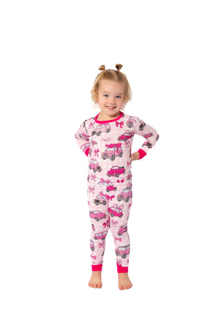 My First Pink Car Bamboo Two Piece Pajamas | Girls PJs
