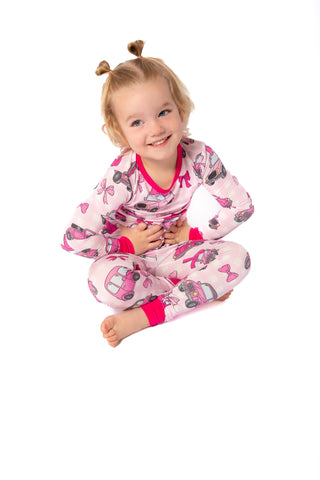 My First Pink Car Bamboo Two Piece Pajamas | Girls PJs