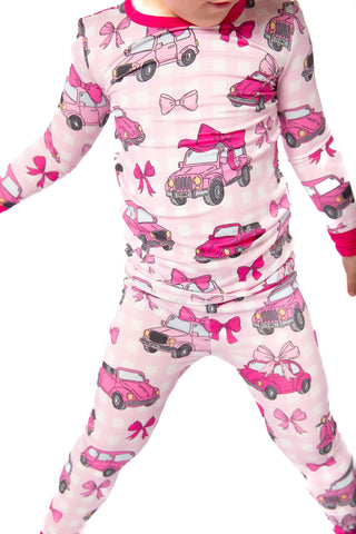 My First Pink Car Bamboo Two Piece Pajamas | Girls PJs