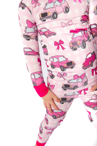 My First Pink Car Bamboo Two Piece Pajamas | Girls PJs