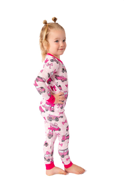 My First Pink Car Bamboo Two Piece Pajamas | Girls PJs