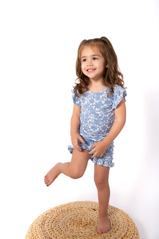 Blue Bonnet Girls' Frilly Bamboo Short Pajamas | Mommy & Me Sleepwear (18M-6Y)