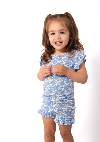 Blue Bonnet Girls' Frilly Bamboo Short Pajamas | Mommy & Me Sleepwear (18M-6Y)