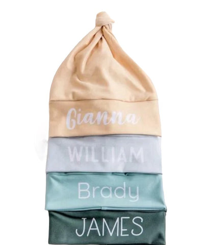 Personalized Newborn Hats – Custom Soft Baby Hats (Set of 4)