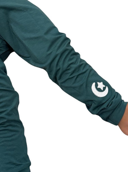 Red and Green Ramadan Embroidered Two-Piece Toddler Set | Soft Cotton Pajamas | Rayn’s Tiny Stitches