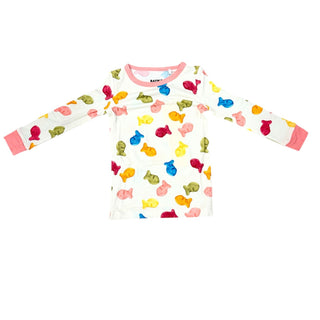 My First Snack Bamboo Pajamas – Green & Pink Lining Toddler PJs | Rayn’s Tiny Stitches