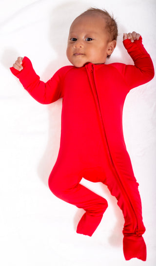 Red Bamboo Baby Onesie – Soft, Breathable & Convertible Design