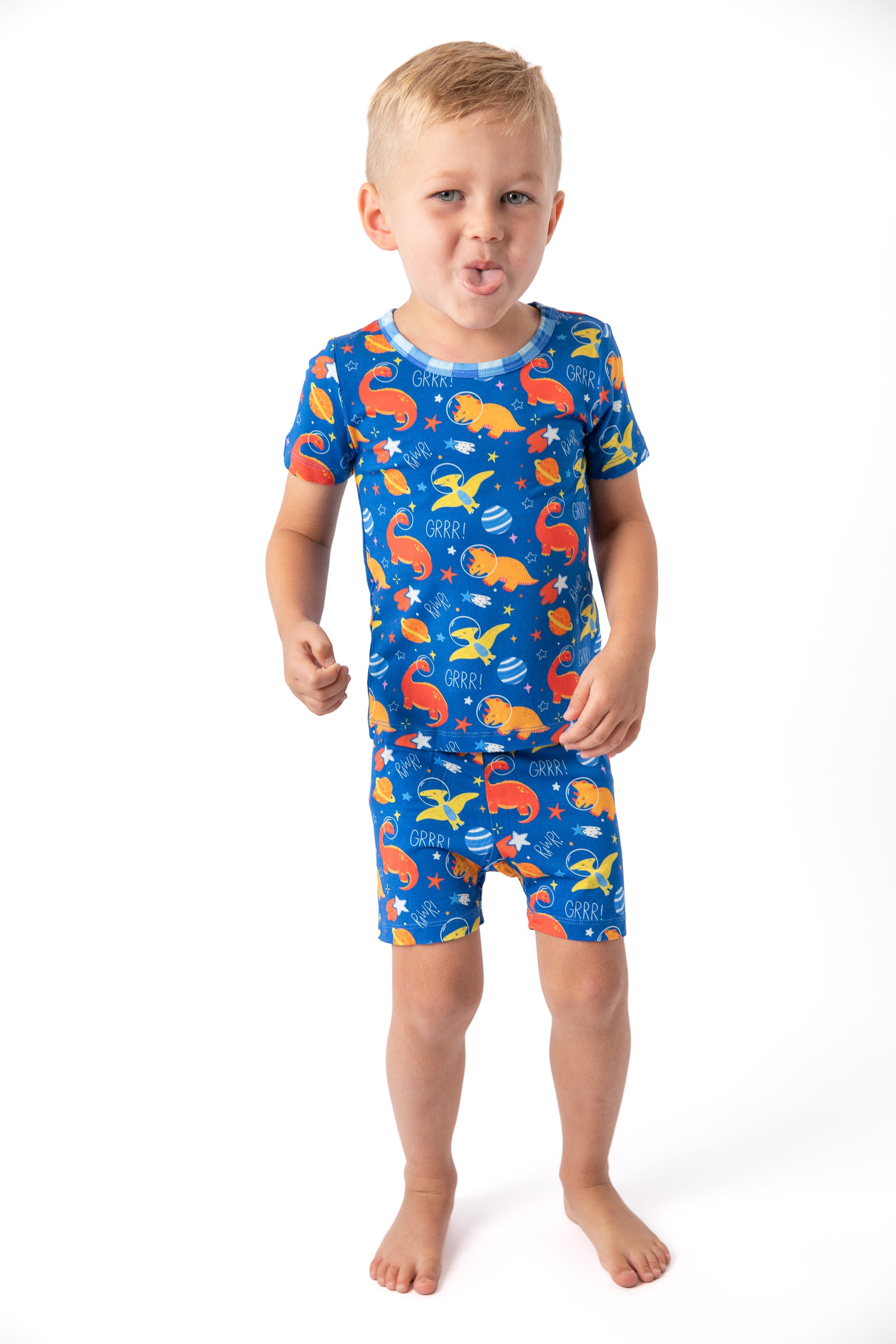 hypoallergenic bamboo boy blue dinosaur pajamas 