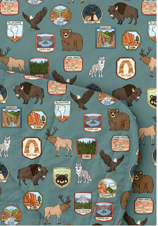 My First Adventure National Parks Reversible Bamboo Toddler Blanket | Wildlife Print