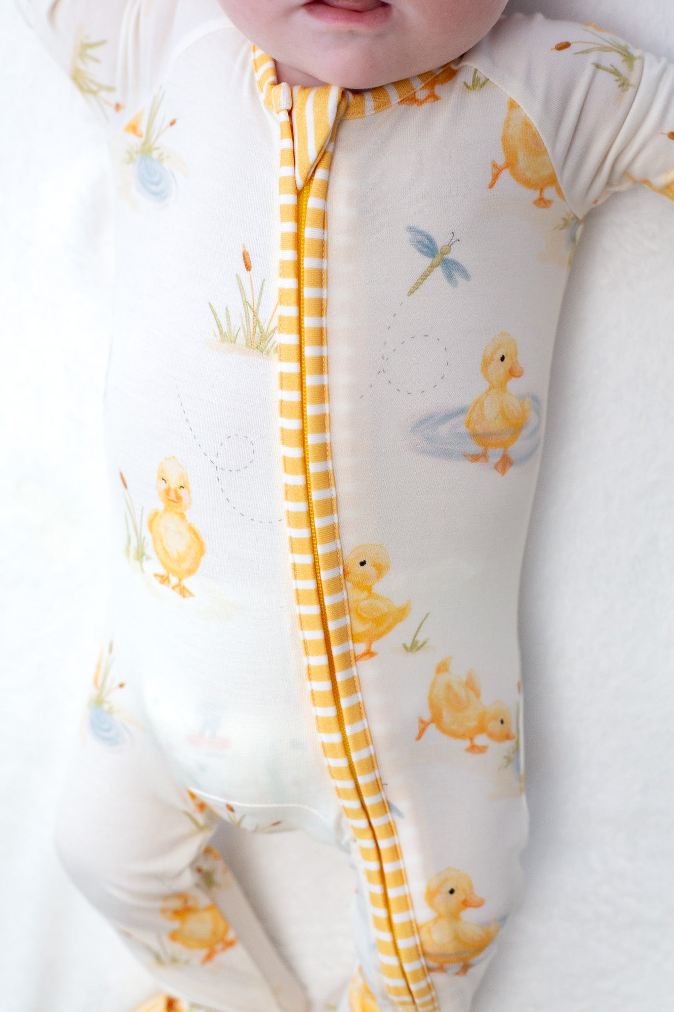 bamboo striped onesie with duck print