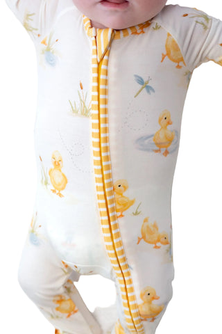 bamboo striped onesie with duck print