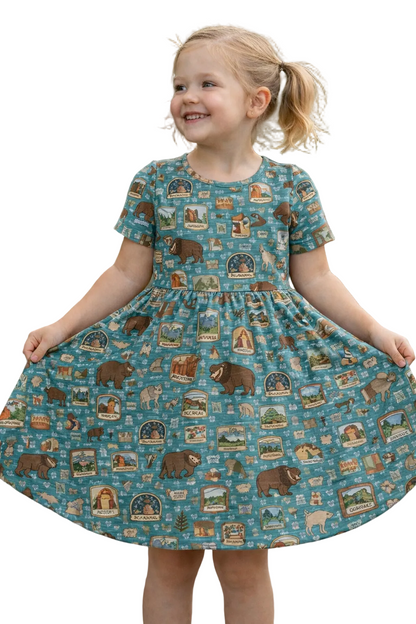 My First Adventure National Parks Girls Dress | Nature Print Dress Sizes 2–6