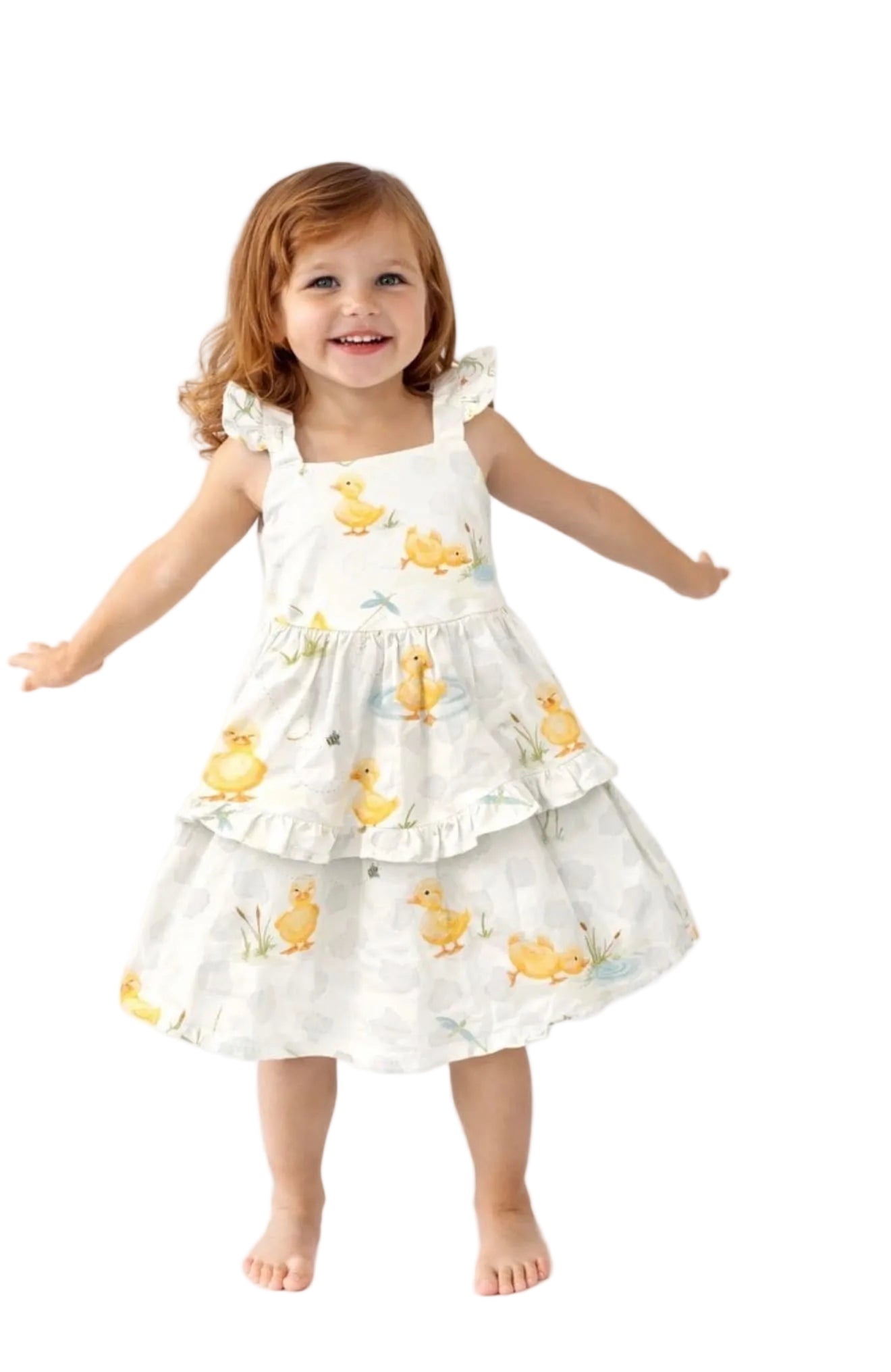 Bamboo sun dress for toddlers with ducks
