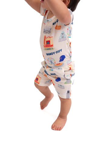 My First Windy City Bamboo Baby Short Set | Convertible Chicago Baby Outfit