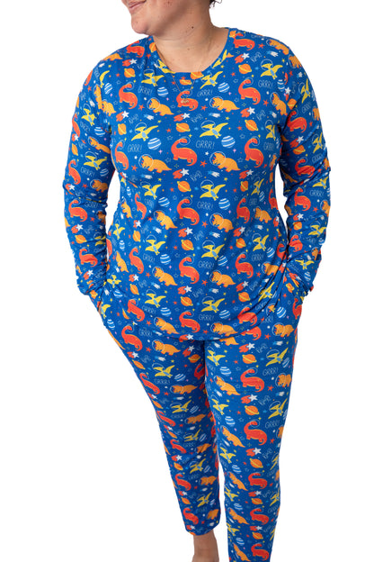 soft adult long sleeve blue pajamas made from bamboo
