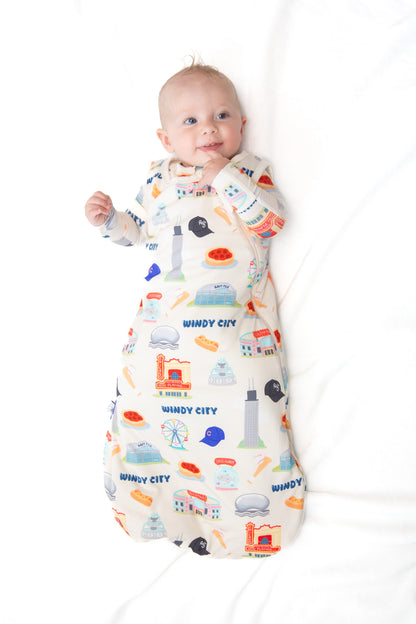 limited edition Chicago themed breathable and soft sleep sack for babies