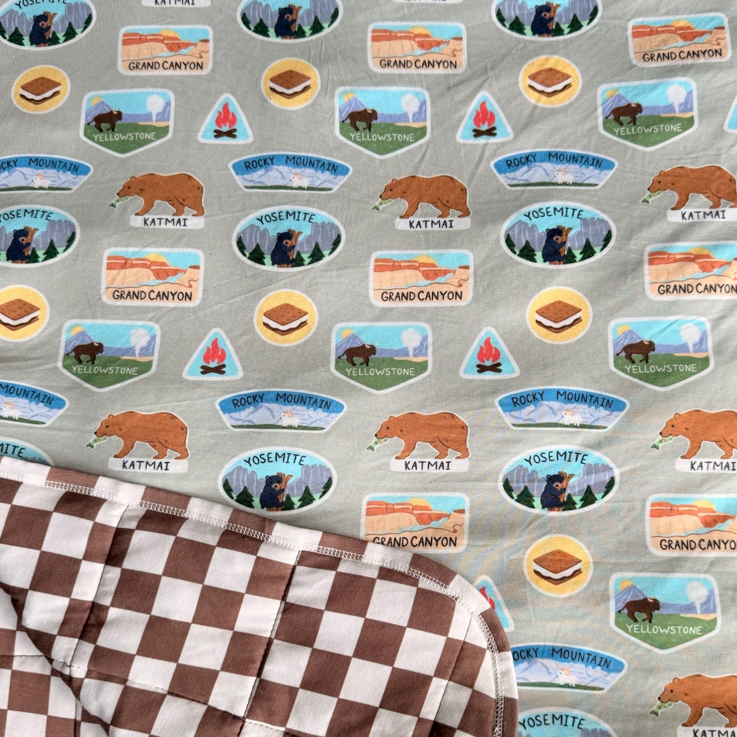 national park checkered bamboo soft toddler blanket