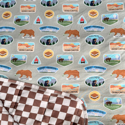 national park checkered bamboo soft toddler blanket