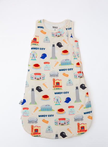 sleep sack, bamboo sleep sack, baby sleep bag, Chicago baby clothes, My First Windy City, eczema baby sleepwear, double zipper sleep sack, soft bamboo babywear, luxury baby essentials, breathable sleep sack, Windy City, baby shower gift, temperature regulating sleepwear, limited edition baby collection, newborn essentials