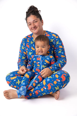 women's dinosaur bamboo mommy and me but pajamas