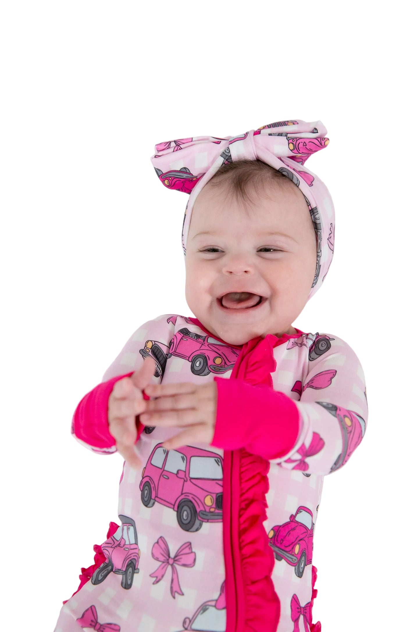 My First Pink Car Bamboo Zip Onesie | Baby Pajamas