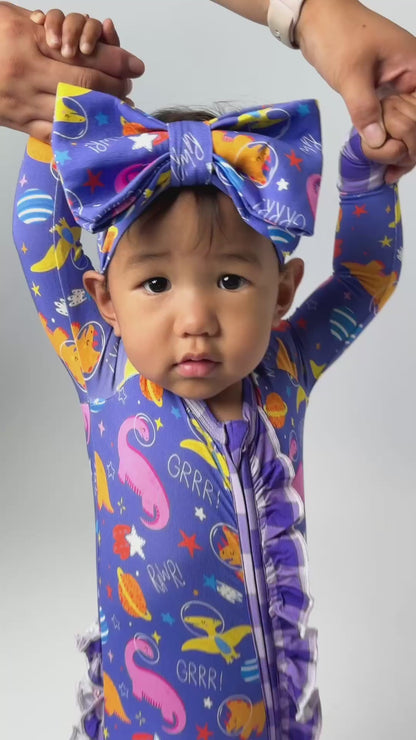 Frill Onesie bamboo for baby girls double zip