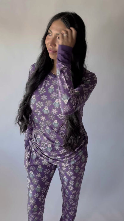 My First Snow Fall: Women 2 Piece Penguin Jogger Pajamas