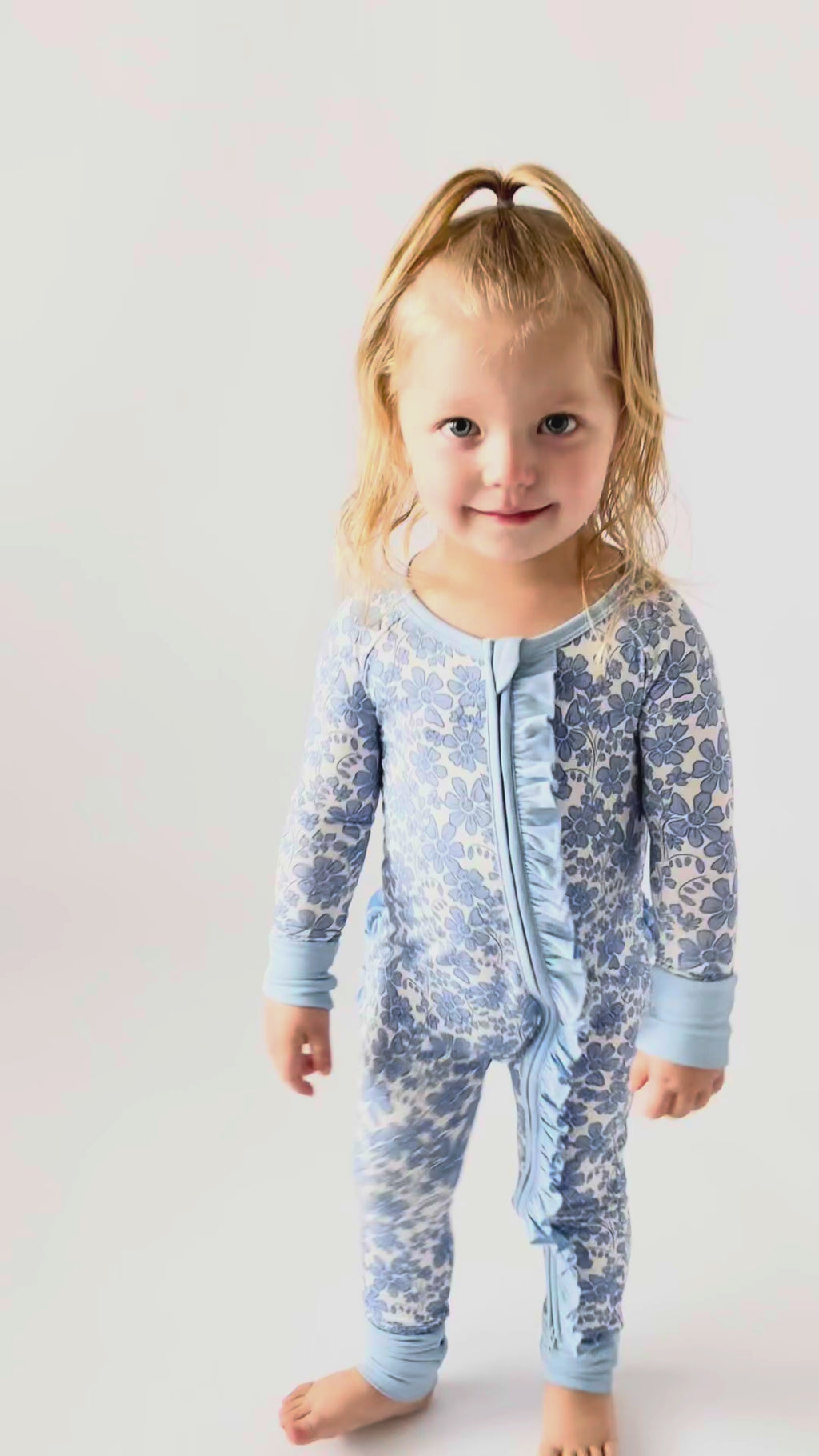 frill bamboo onesie with blue flowers and ones pice soft for baby girls
