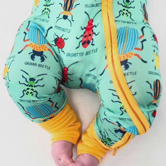 double zip bamboo nature inspired with bugs bamboo onesie